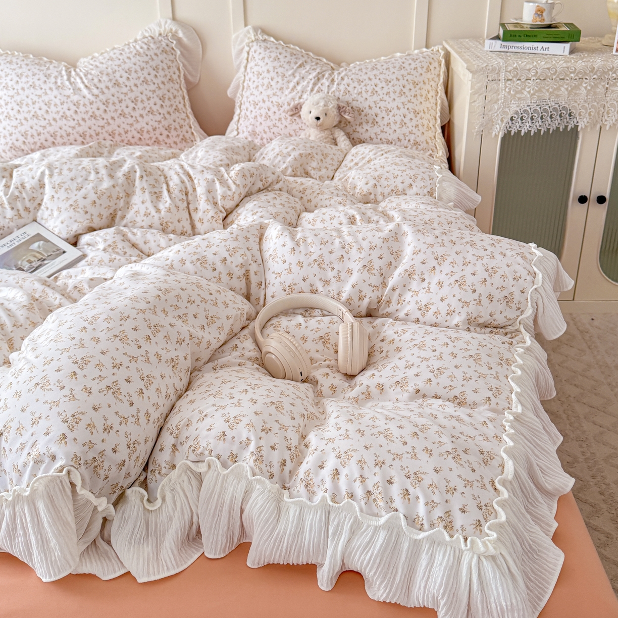 91家纺网 家纺一手货源 找家纺 橘子家 2026新款柔肤棉床单四件套 米娜