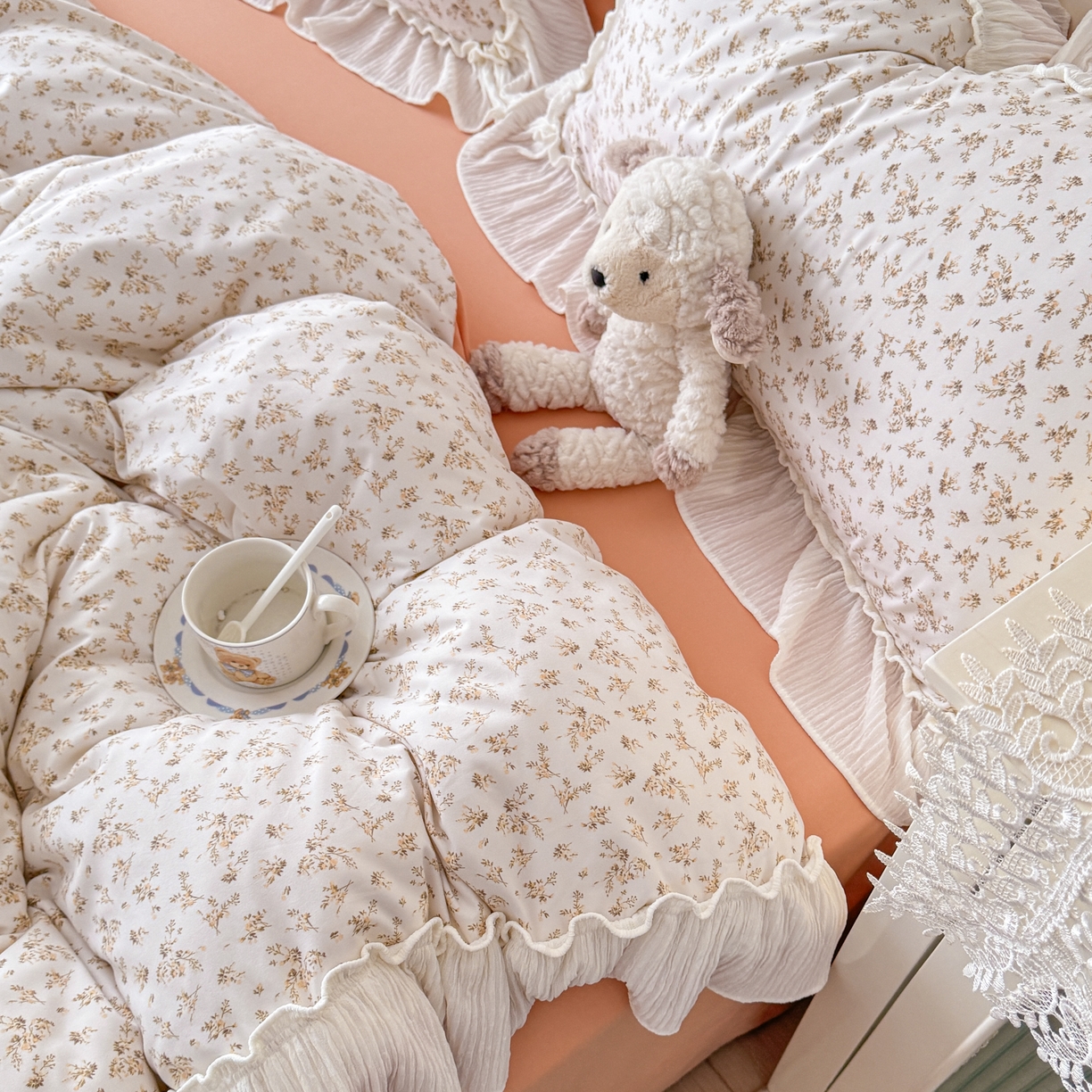 91家纺网 家纺一手货源 找家纺 橘子家 2026新款柔肤棉床单四件套 米娜