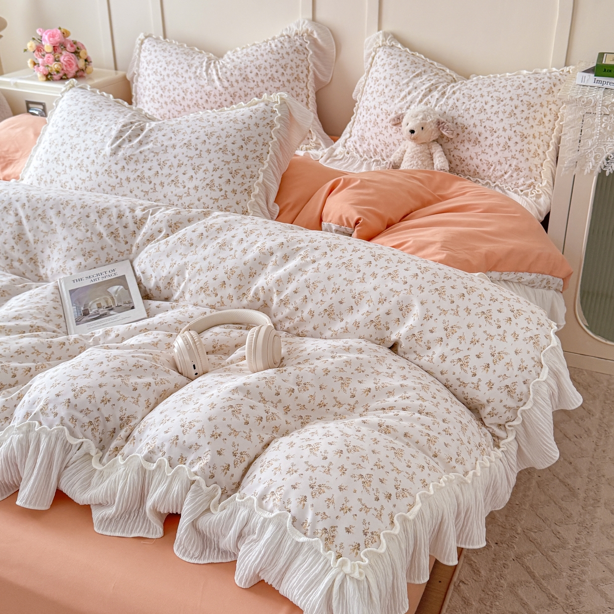 91家纺网 家纺一手货源 找家纺 橘子家 2026新款柔肤棉床单四件套 米娜