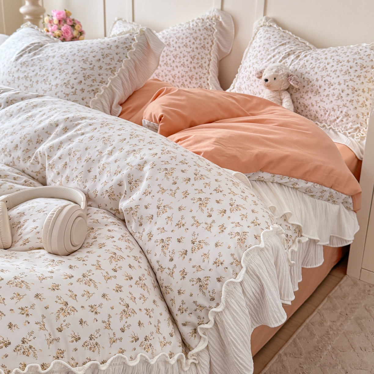 91家纺网 家纺一手货源 找家纺 橘子家 2026新款柔肤棉床单四件套 米娜