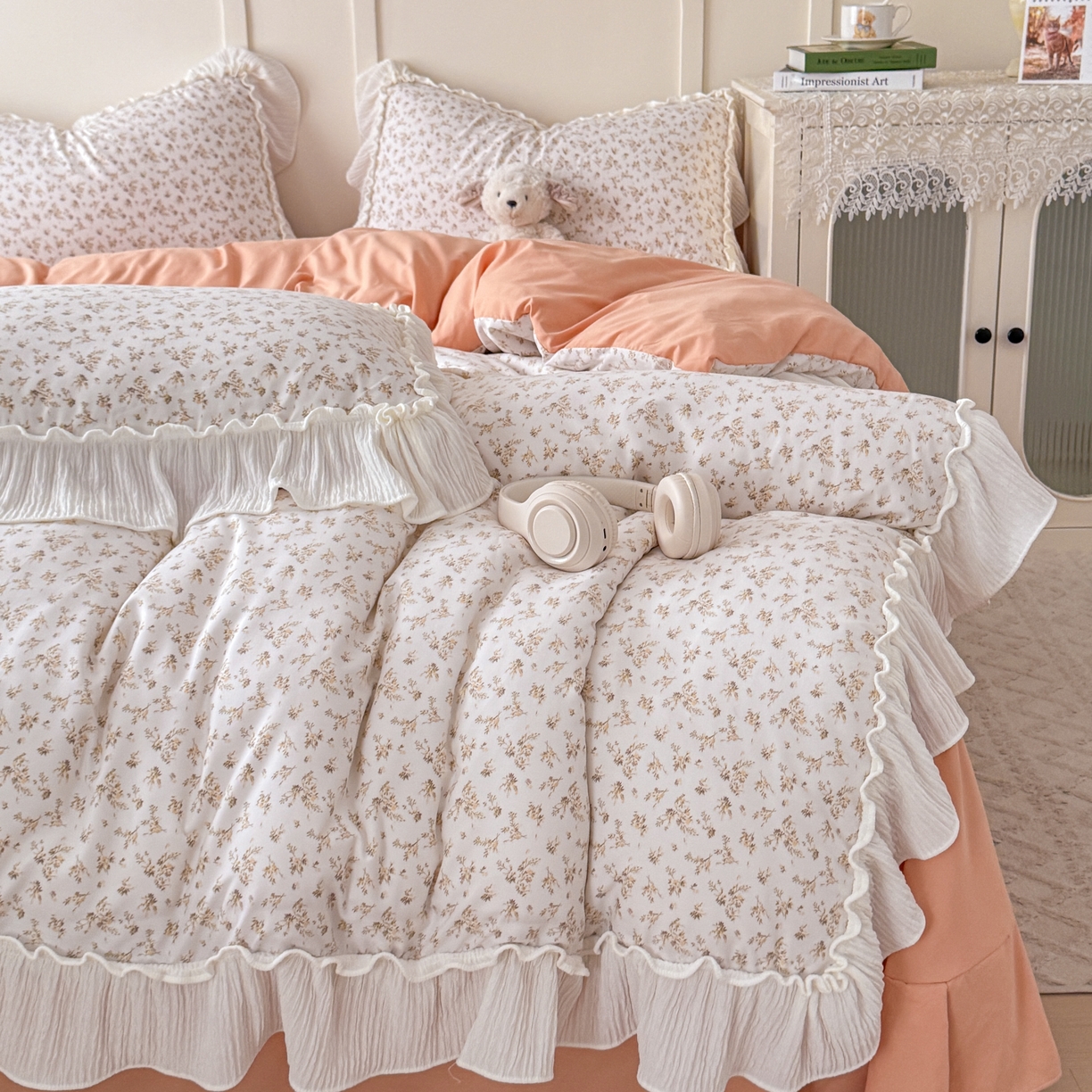 91家纺网 家纺一手货源 找家纺 橘子家 2026新款柔肤棉床单四件套 米娜