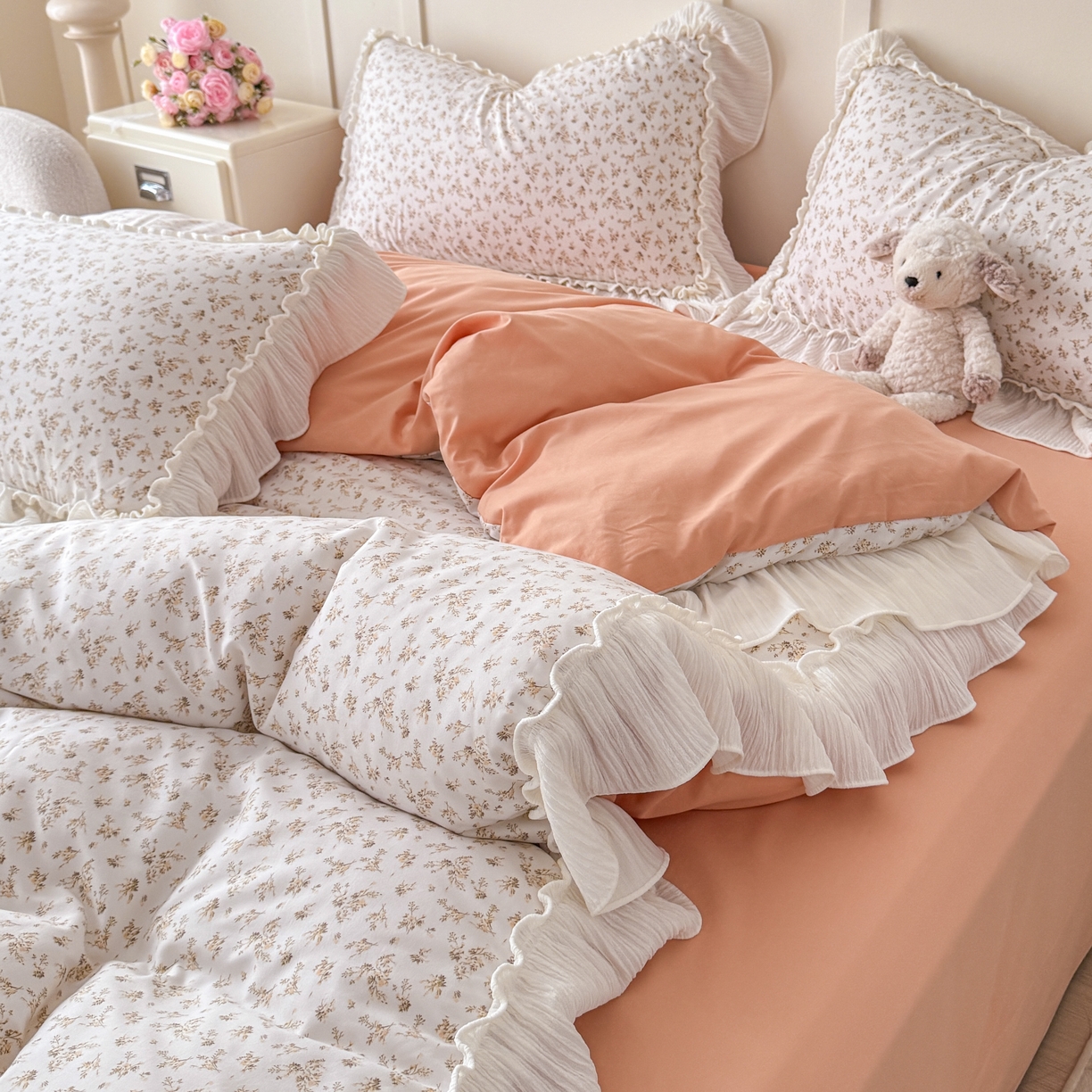 91家纺网 家纺一手货源 找家纺 橘子家 2026新款柔肤棉床单四件套 米娜