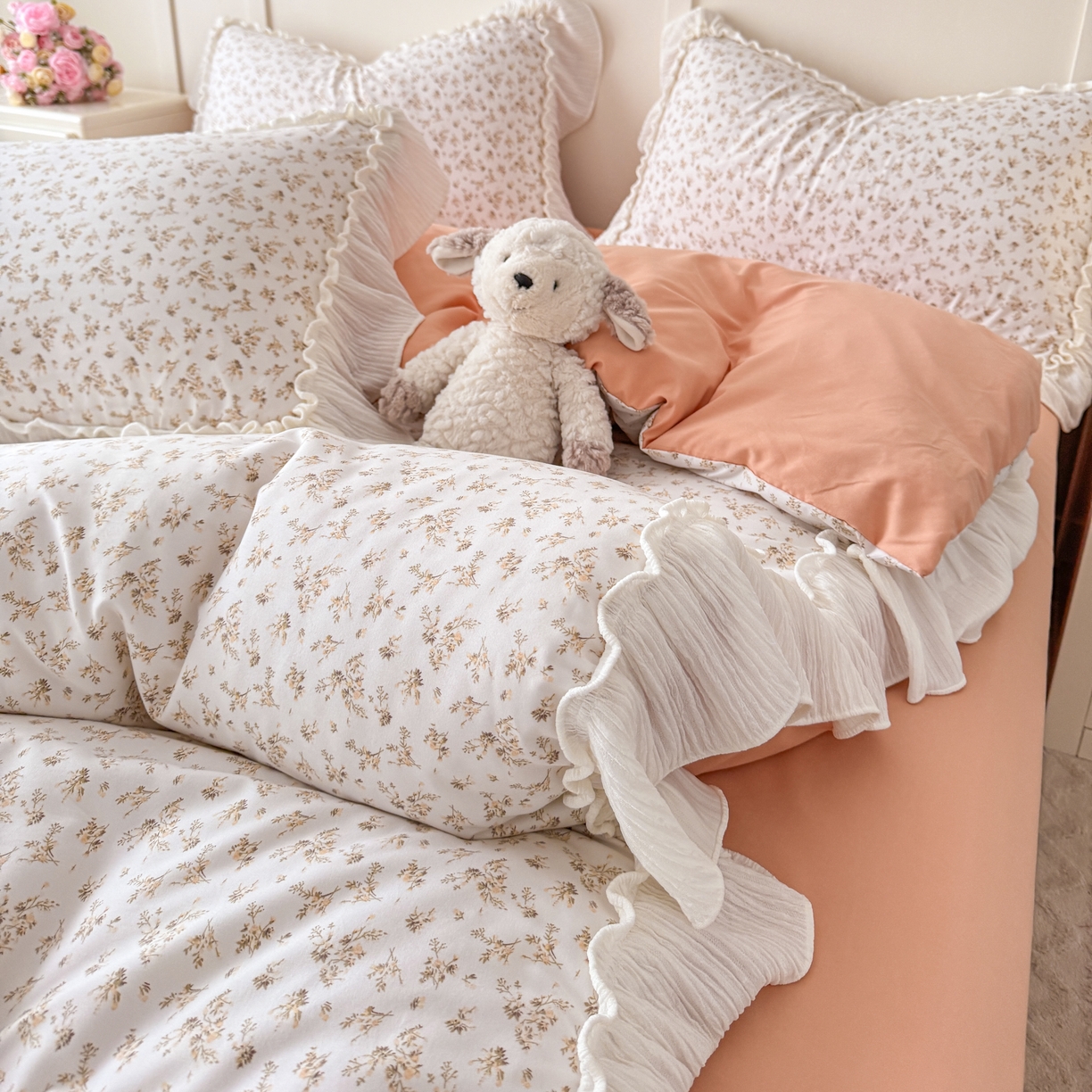 91家纺网 家纺一手货源 找家纺 橘子家 2026新款柔肤棉床单四件套 米娜