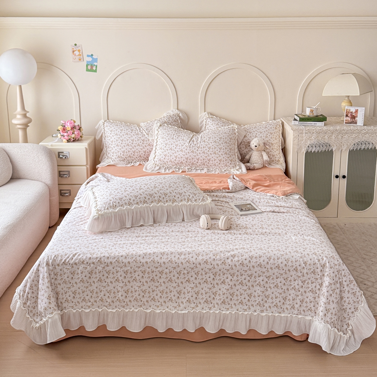 91家纺网 家纺一手货源 找家纺 橘子家 2026新款柔肤棉床单四件套 米娜