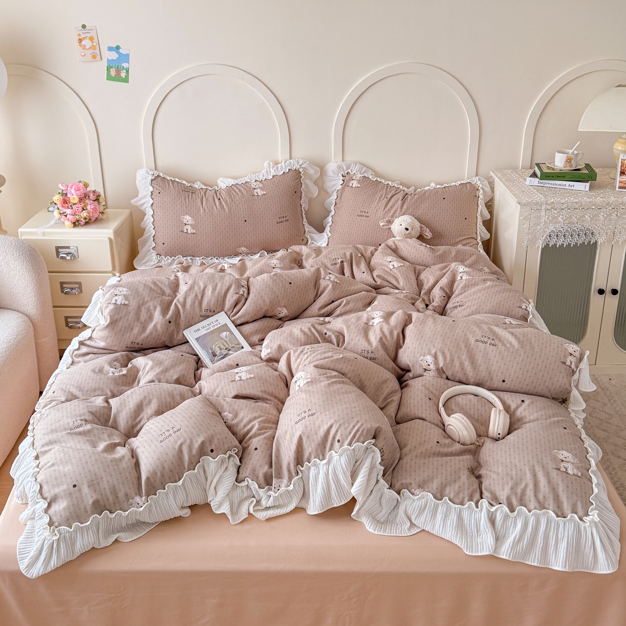 橘子家 2026新款柔肤棉床单四件套 奶芙小狗