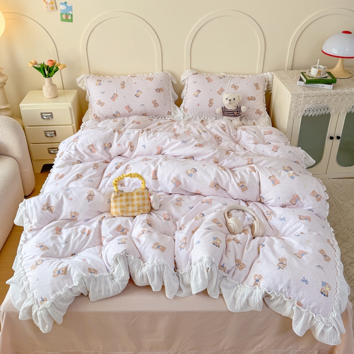 橘子家 2026新款柔肤棉床单四件套 奶酪熊