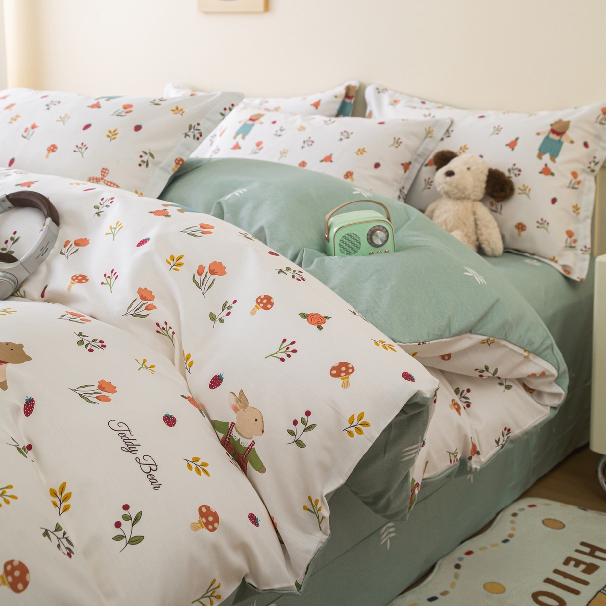 91家纺网 家纺一手货源 找家纺 梦纤绒 2026新款全棉纯棉印花四件套 花海小宠