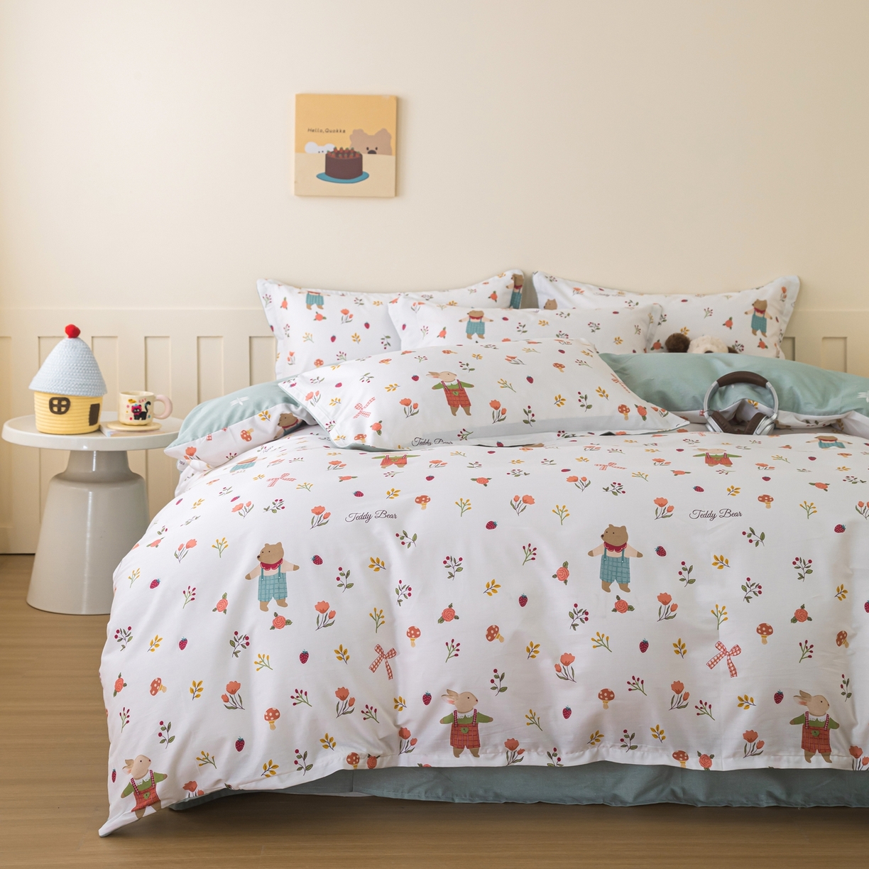 91家纺网 家纺一手货源 找家纺 梦纤绒 2026新款全棉纯棉印花四件套 花海小宠