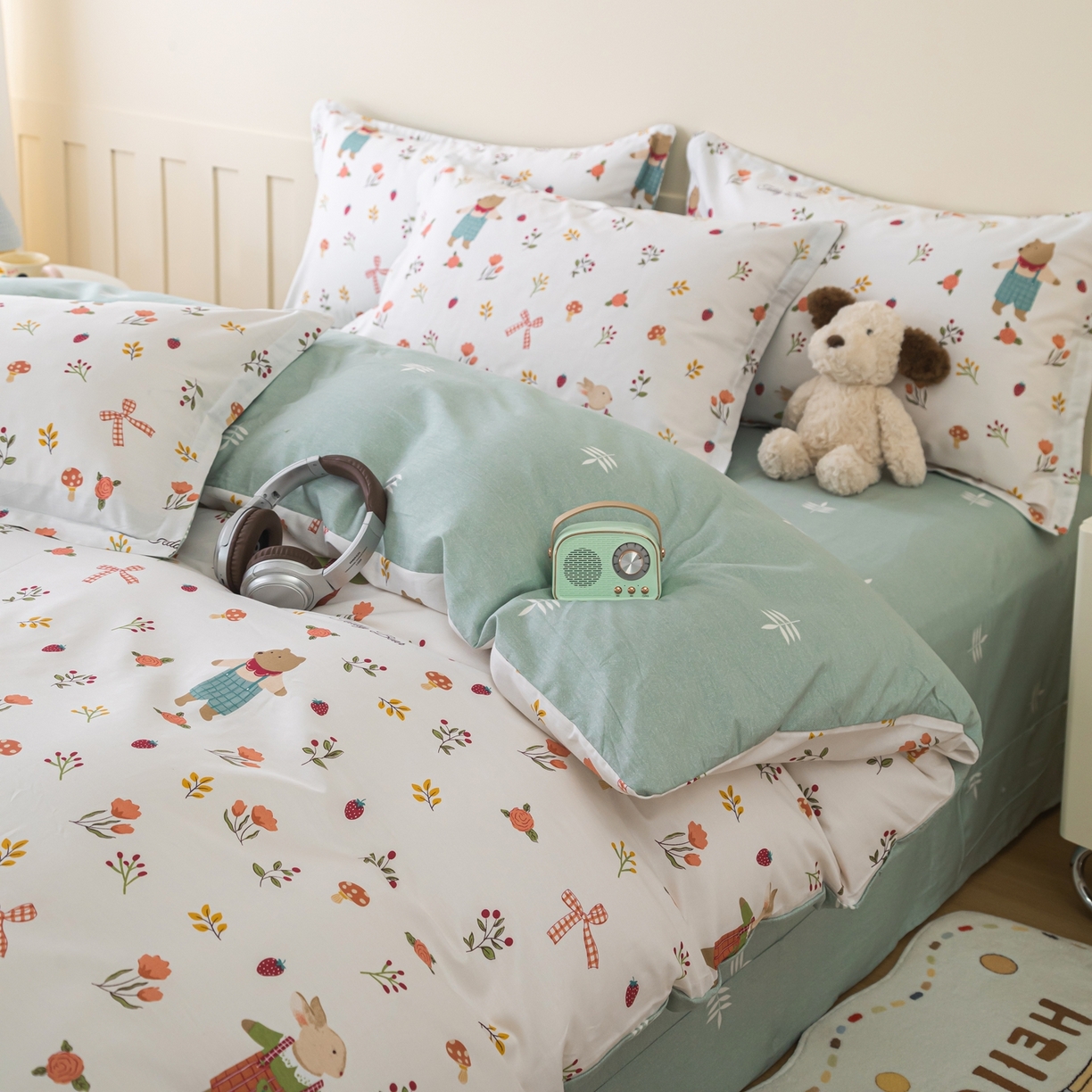 91家纺网 家纺一手货源 找家纺 梦纤绒 2026新款全棉纯棉印花四件套 花海小宠