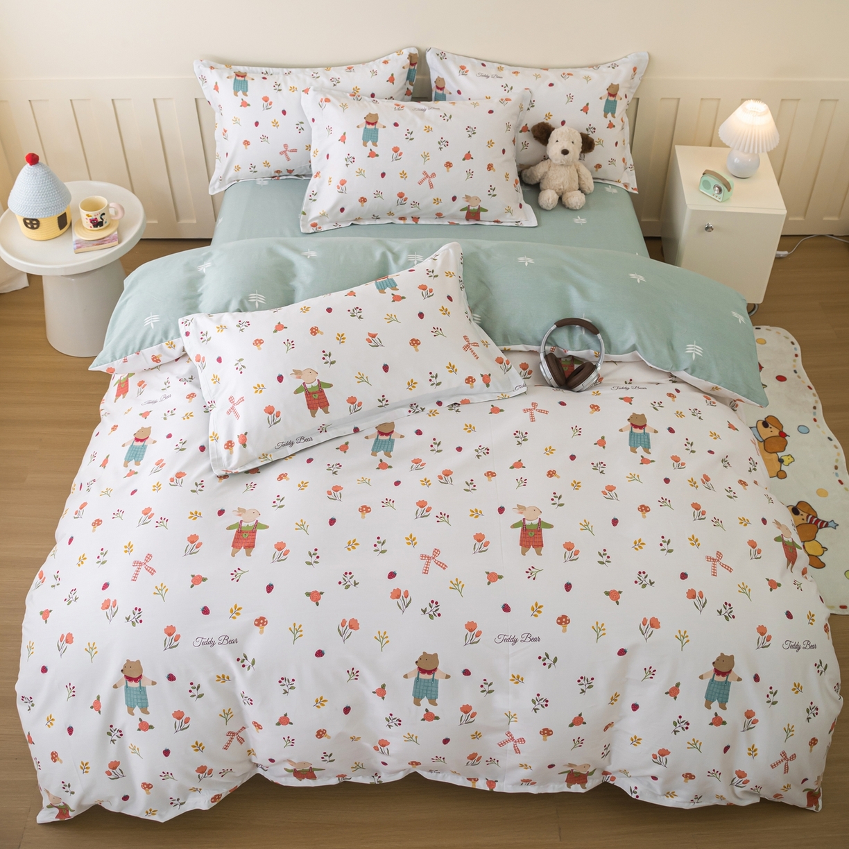 91家纺网 家纺一手货源 找家纺 梦纤绒 2026新款全棉纯棉印花四件套 花海小宠