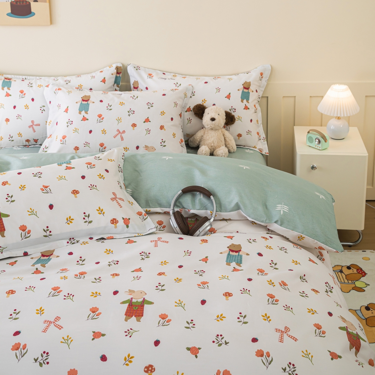 91家纺网 家纺一手货源 找家纺 梦纤绒 2026新款全棉纯棉印花四件套 花海小宠