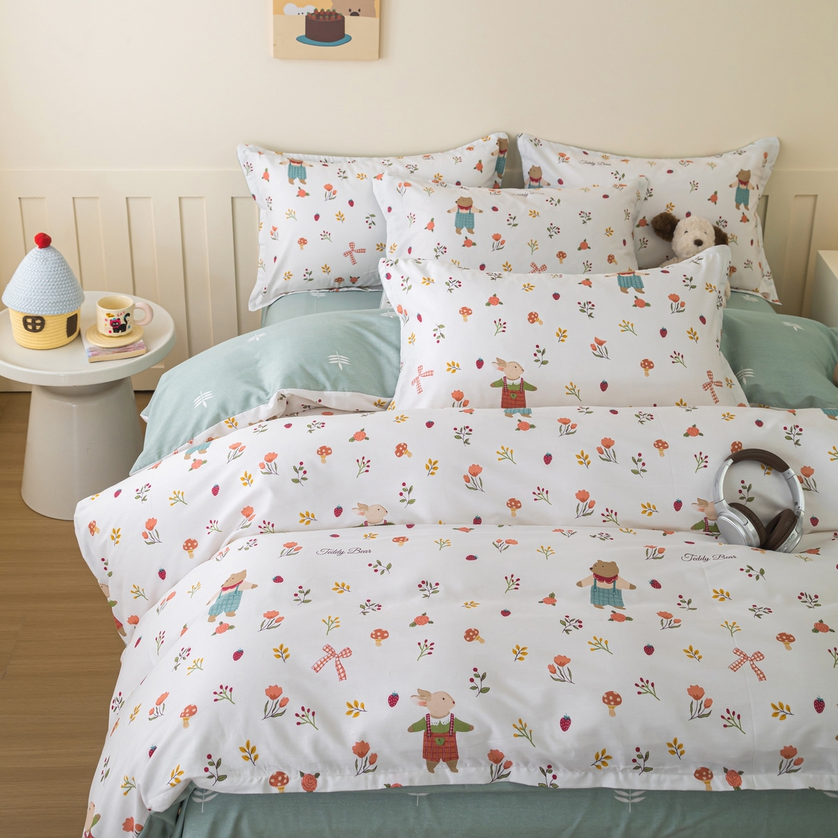 91家纺网 家纺一手货源 找家纺 梦纤绒 2026新款全棉纯棉印花四件套 花海小宠