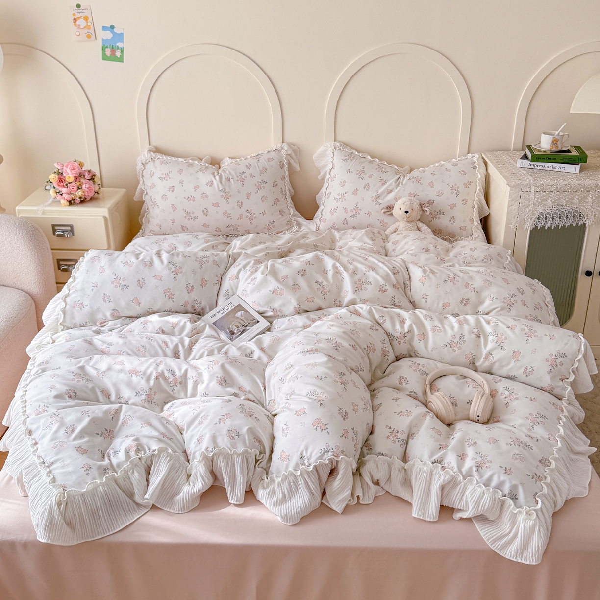 橘子家 2026新款柔肤棉床单四件套 奶油小花