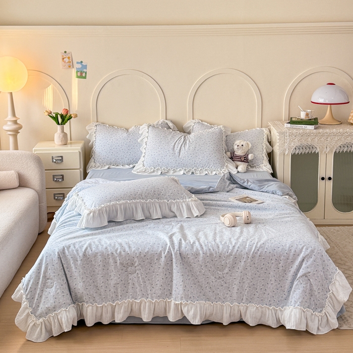 91家纺网 家纺一手货源 找家纺 橘子家 2026新款柔肤棉床单四件套 塞纳