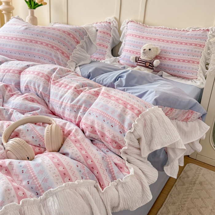 91家纺网 家纺一手货源 找家纺 橘子家 2026新款柔肤棉床单四件套 少女-粉