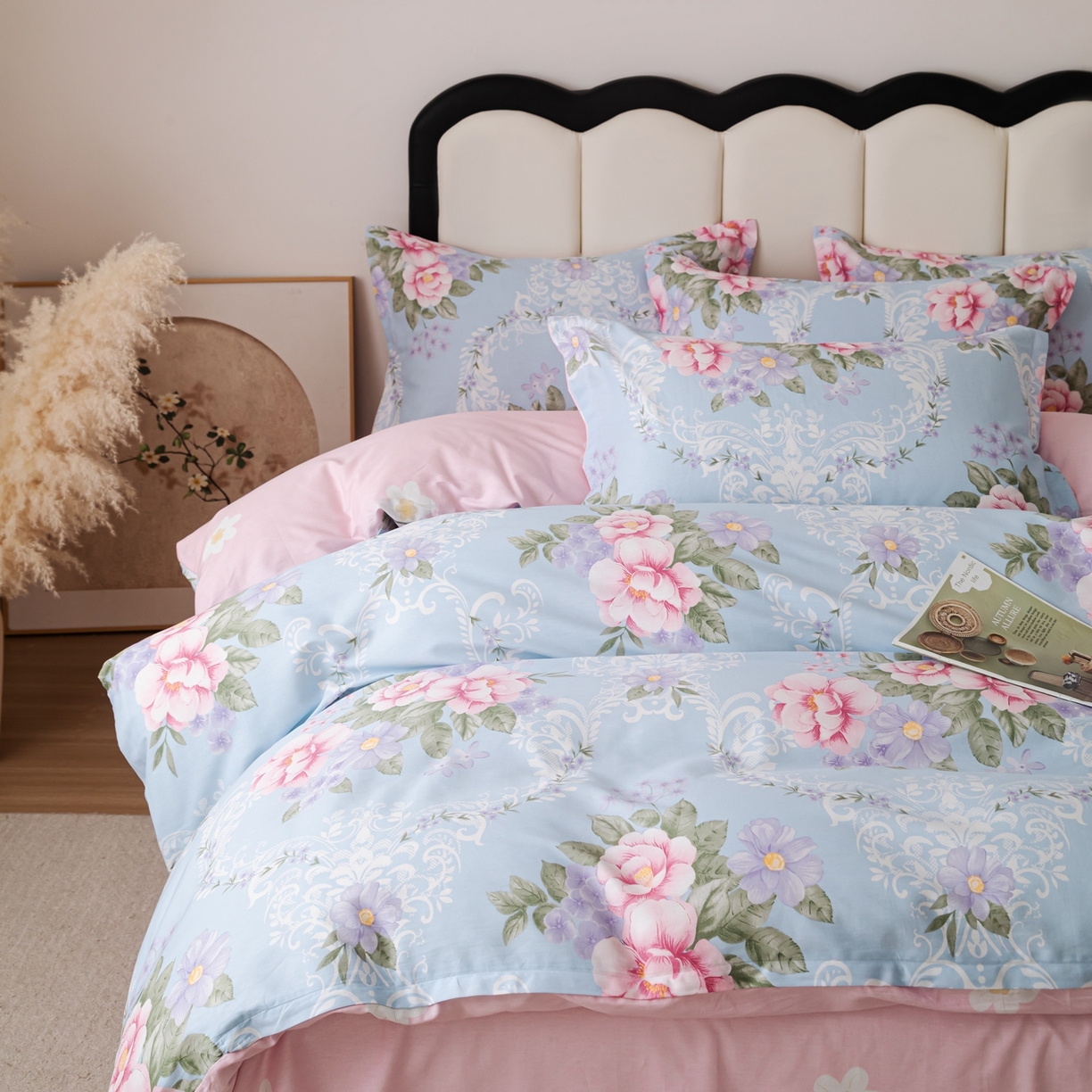 91家纺网 家纺一手货源 找家纺 梦纤绒 2026新款全棉纯棉印花四件套 花语