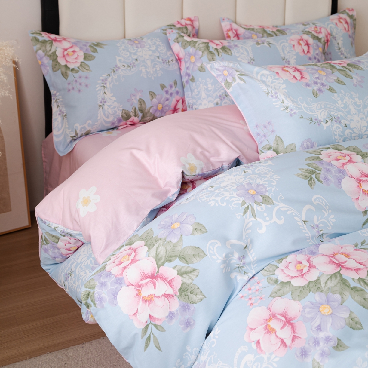 91家纺网 家纺一手货源 找家纺 梦纤绒 2026新款全棉纯棉印花四件套 花语