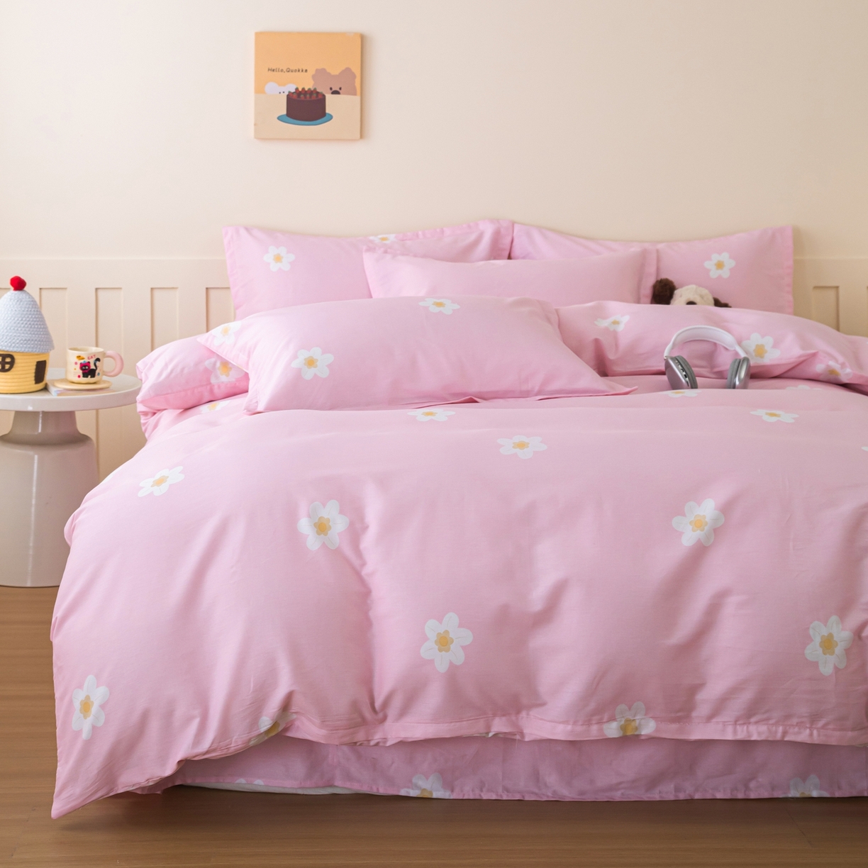 91家纺网 家纺一手货源 找家纺 梦纤绒 2026新款全棉纯棉印花四件套 花束