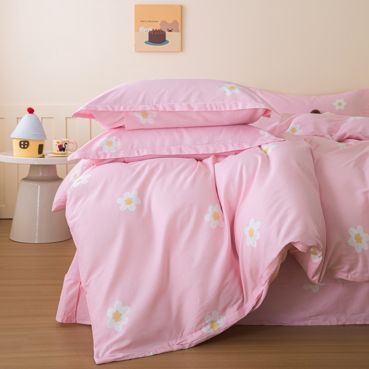 91家纺网 家纺一手货源 找家纺 梦纤绒 2026新款全棉纯棉印花四件套 花束