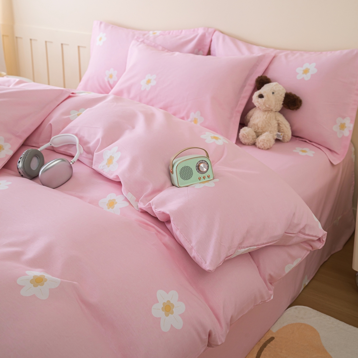 91家纺网 家纺一手货源 找家纺 梦纤绒 2026新款全棉纯棉印花四件套 花束