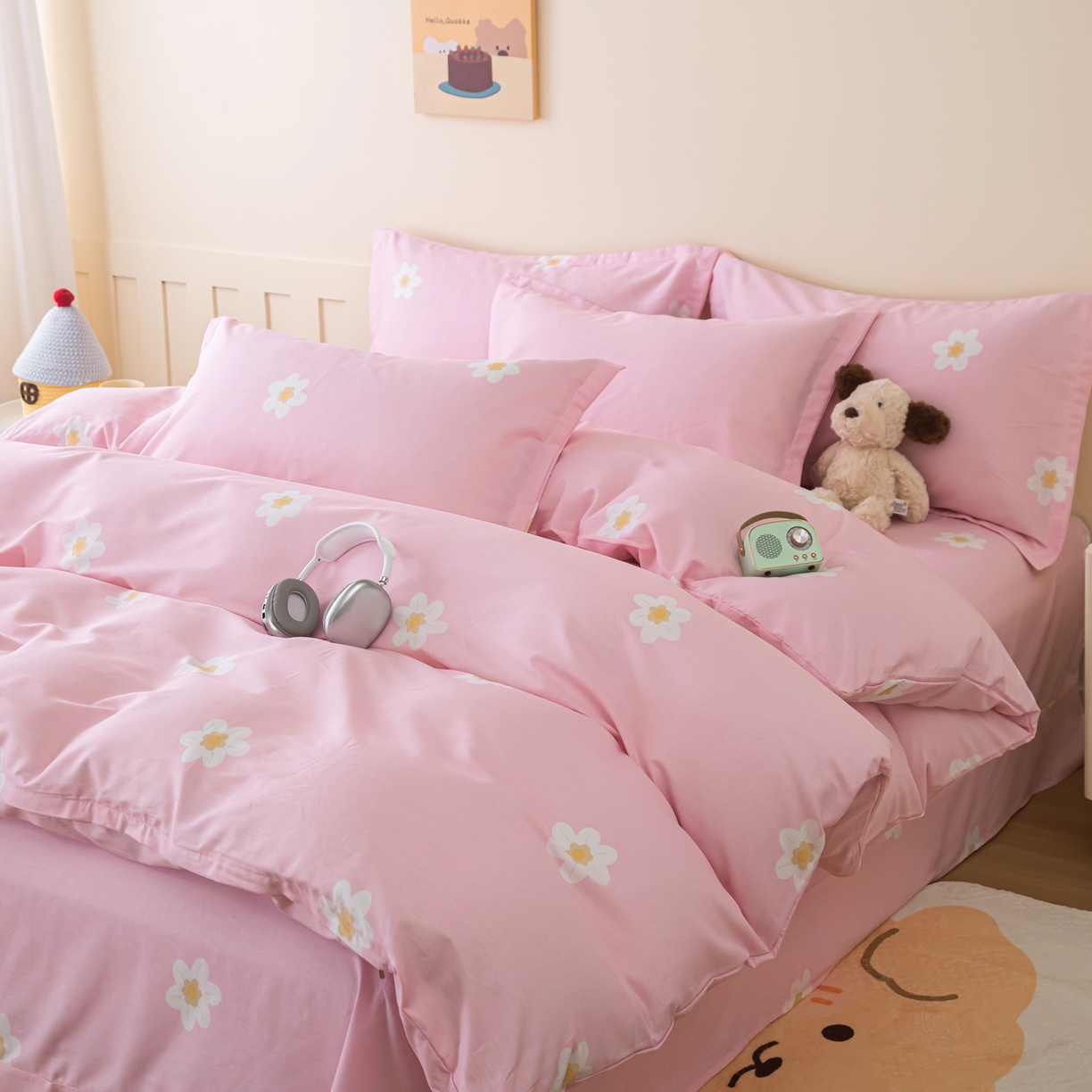 91家纺网 家纺一手货源 找家纺 梦纤绒 2026新款全棉纯棉印花四件套 花束