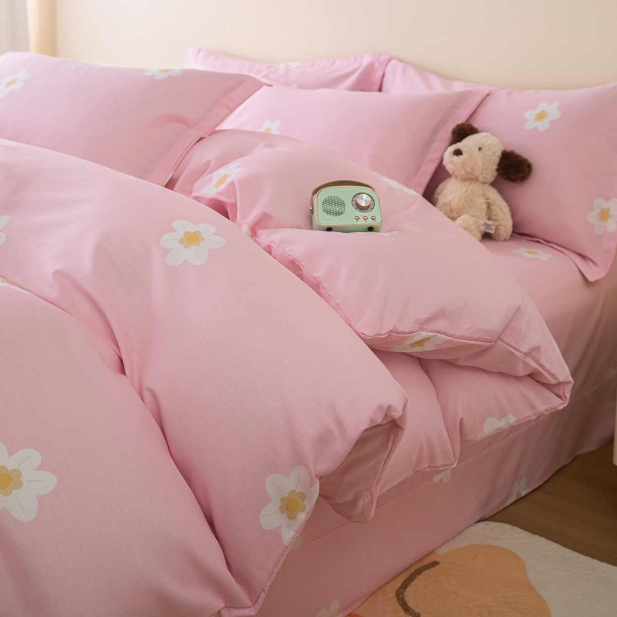 91家纺网 家纺一手货源 找家纺 梦纤绒 2026新款全棉纯棉印花四件套 花束