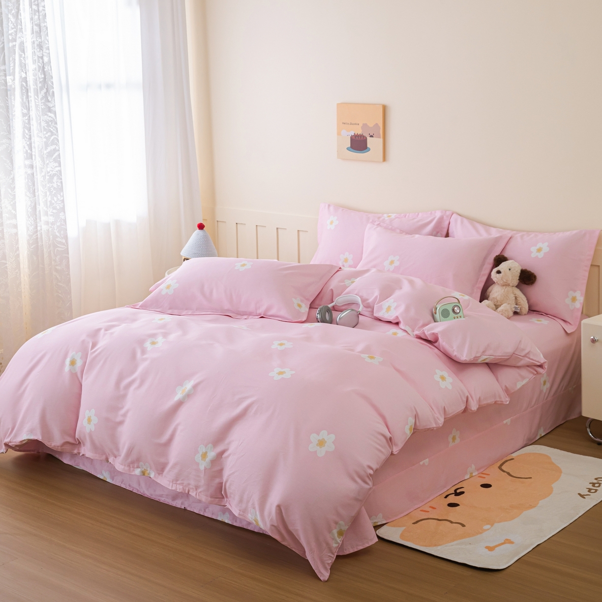 91家纺网 家纺一手货源 找家纺 梦纤绒 2026新款全棉纯棉印花四件套 花束