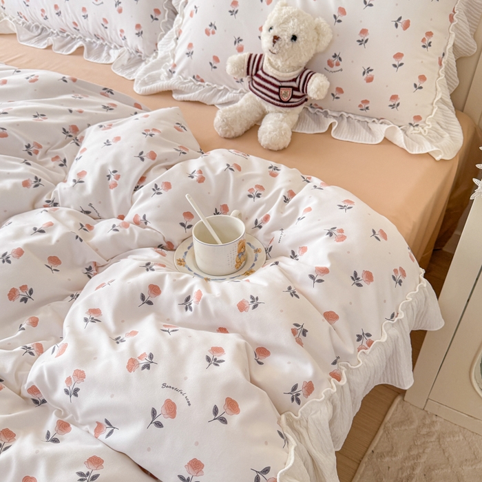 91家纺网 家纺一手货源 找家纺 橘子家 2026新款柔肤棉床单四件套 甜茶