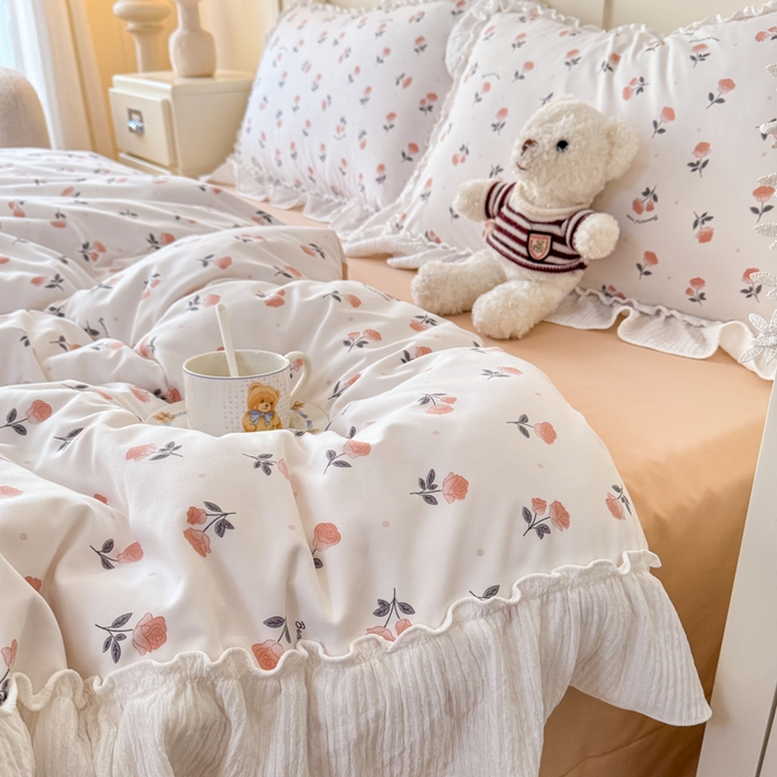 91家纺网 家纺一手货源 找家纺 橘子家 2026新款柔肤棉床单四件套 甜茶