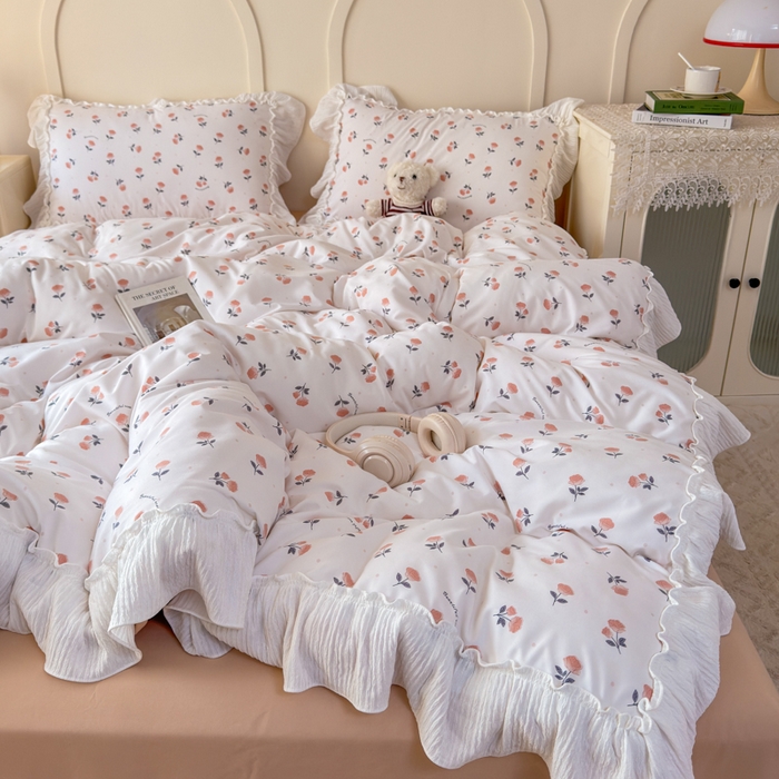 91家纺网 家纺一手货源 找家纺 橘子家 2026新款柔肤棉床单四件套 甜茶