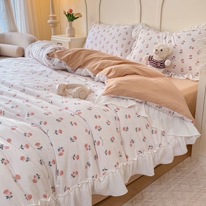 91家纺网 家纺一手货源 找家纺 橘子家 2026新款柔肤棉床单四件套 甜茶