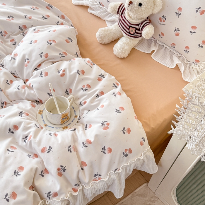 91家纺网 家纺一手货源 找家纺 橘子家 2026新款柔肤棉床单四件套 甜茶