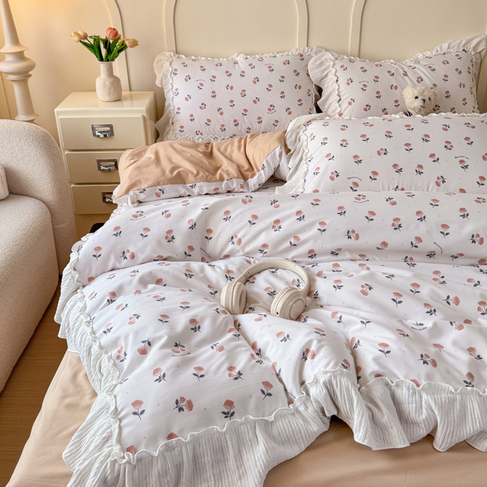 91家纺网 家纺一手货源 找家纺 橘子家 2026新款柔肤棉床单四件套 甜茶