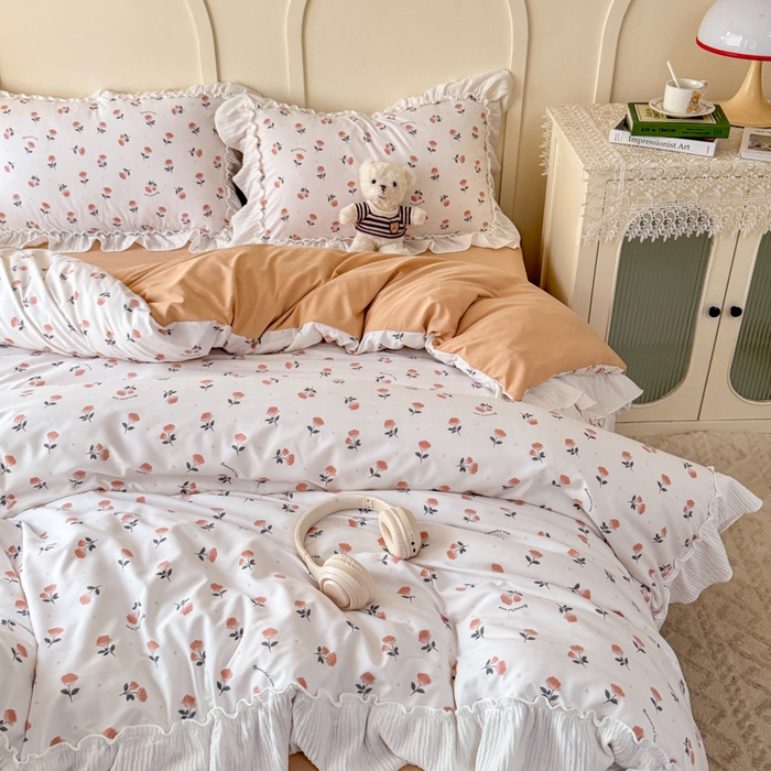 91家纺网 家纺一手货源 找家纺 橘子家 2026新款柔肤棉床单四件套 甜茶