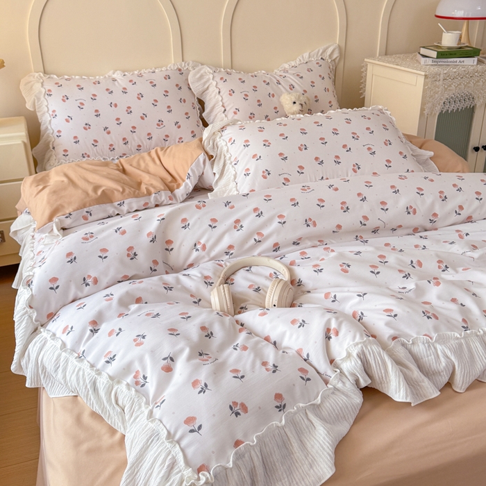 91家纺网 家纺一手货源 找家纺 橘子家 2026新款柔肤棉床单四件套 甜茶