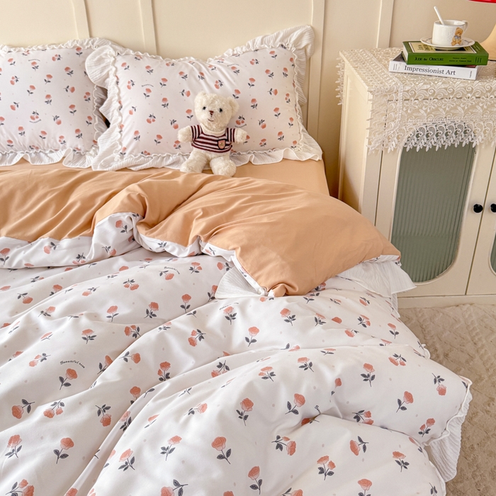 91家纺网 家纺一手货源 找家纺 橘子家 2026新款柔肤棉床单四件套 甜茶