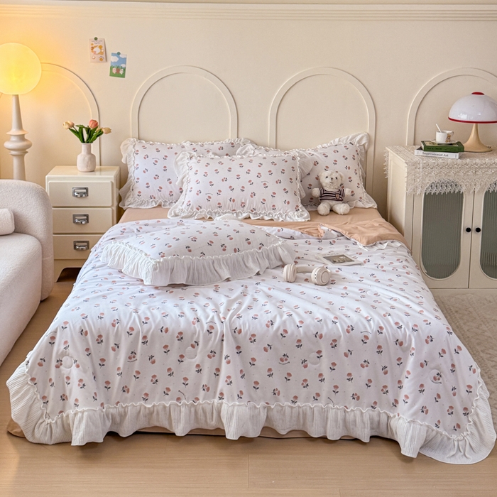 91家纺网 家纺一手货源 找家纺 橘子家 2026新款柔肤棉床单四件套 甜茶