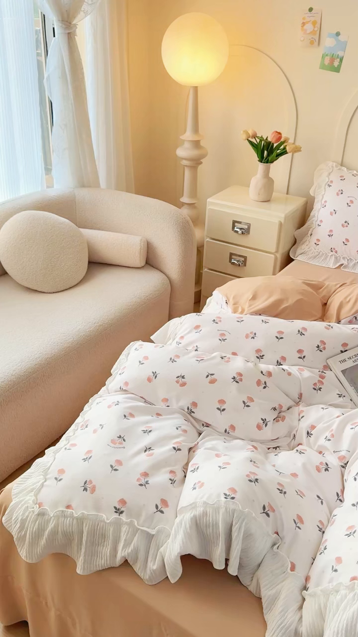 91家纺网 家纺一手货源 找家纺 橘子家 2026新款柔肤棉床单四件套 甜茶