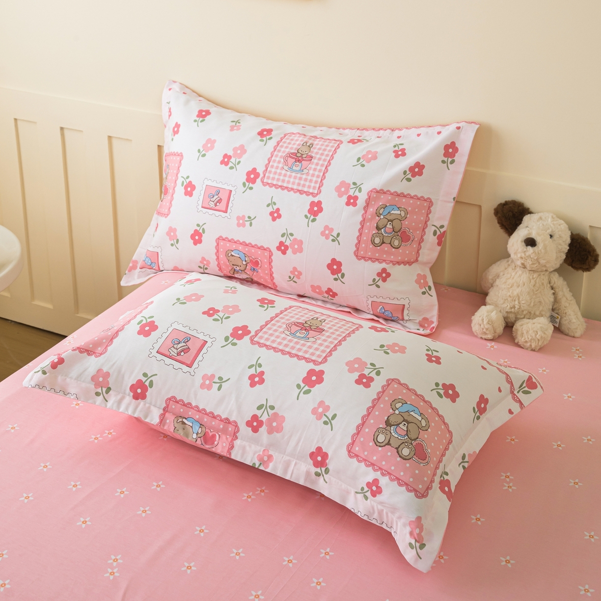 91家纺网 家纺一手货源 找家纺 梦纤绒 2026新款全棉纯棉印花四件套 花眠小宠