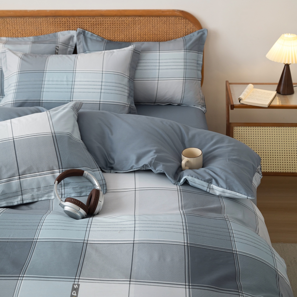 91家纺网 家纺一手货源 找家纺 梦纤绒 2026新款全棉纯棉印花四件套 方格律