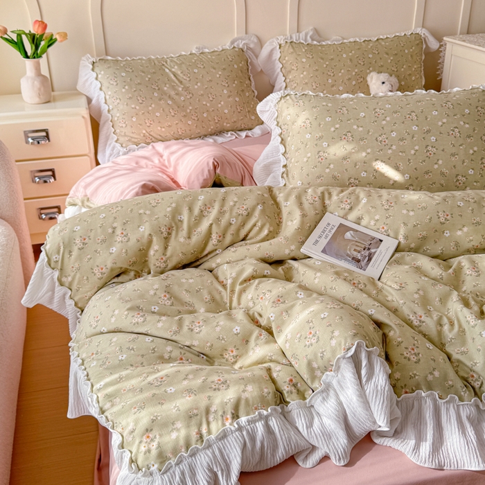 91家纺网 家纺一手货源 找家纺 橘子家 2026新款柔肤棉床单四件套 晚茶