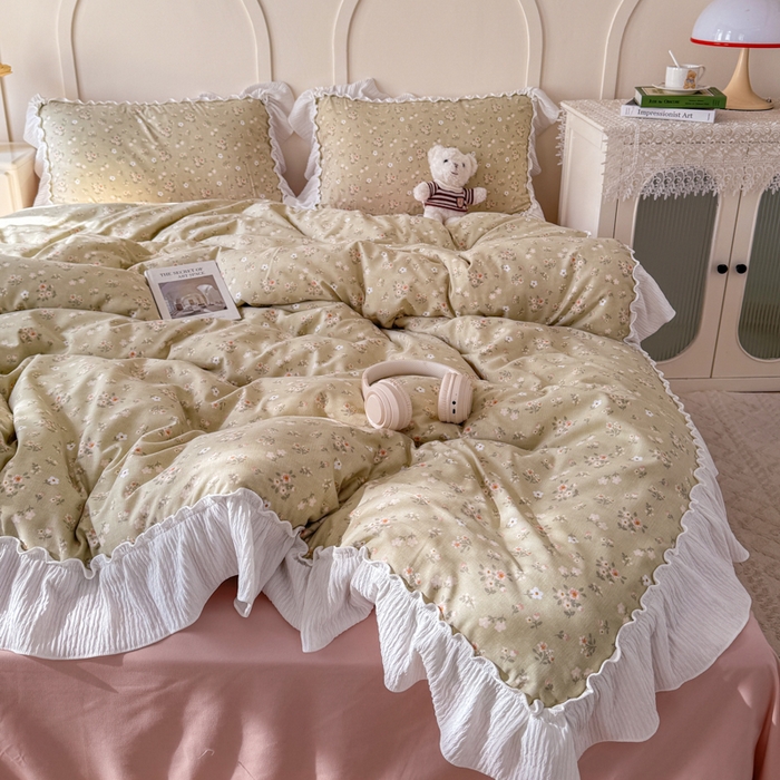 91家纺网 家纺一手货源 找家纺 橘子家 2026新款柔肤棉床单四件套 晚茶