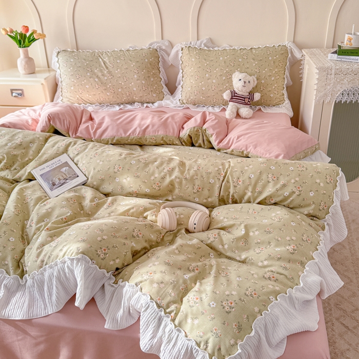 91家纺网 家纺一手货源 找家纺 橘子家 2026新款柔肤棉床单四件套 晚茶