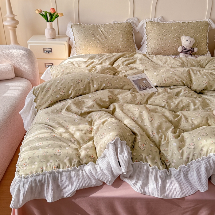 91家纺网 家纺一手货源 找家纺 橘子家 2026新款柔肤棉床单四件套 晚茶