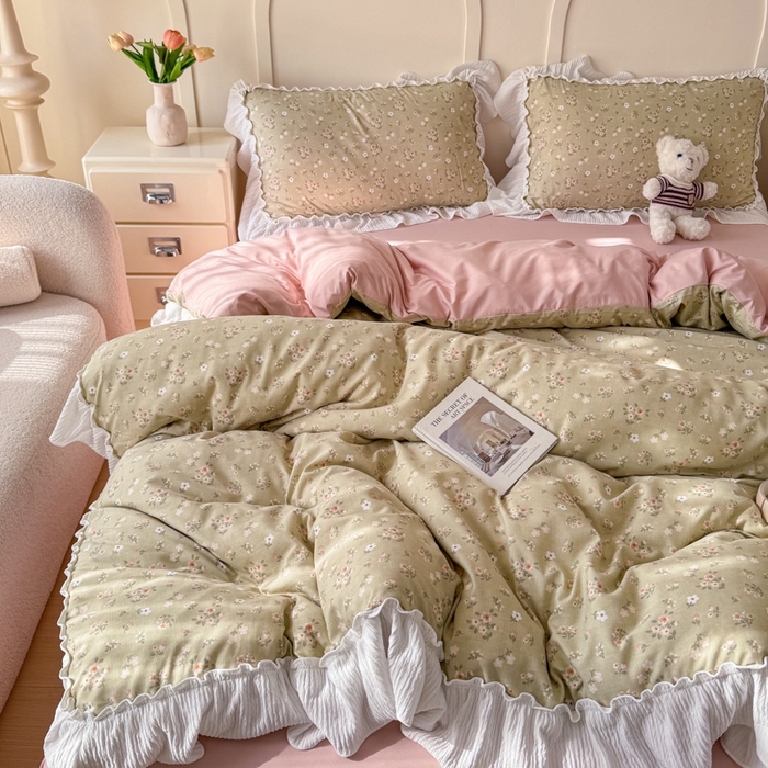 91家纺网 家纺一手货源 找家纺 橘子家 2026新款柔肤棉床单四件套 晚茶