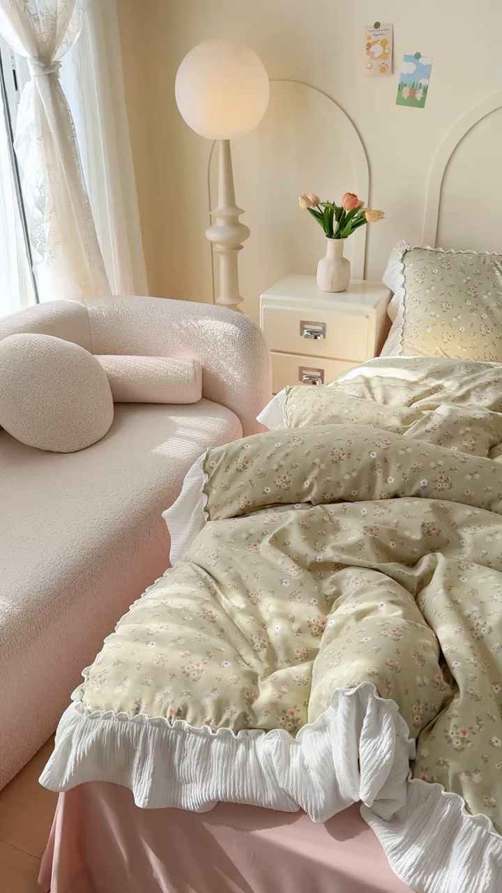 91家纺网 家纺一手货源 找家纺 橘子家 2026新款柔肤棉床单四件套 晚茶