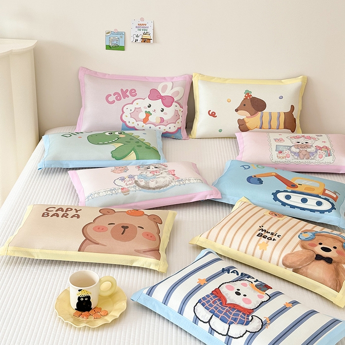 91家纺网 家纺一手货源 找家纺 嗨生活 2026新款大版加密冰丝枕套儿童枕套幼儿园枕套单品枕套枕套单件 组合图仅做展示不可下单