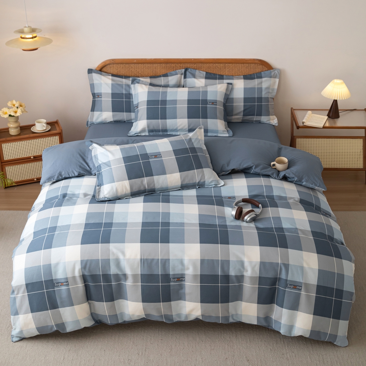 91家纺网 家纺一手货源 找家纺 梦纤绒 2026新款全棉纯棉印花四件套 格语