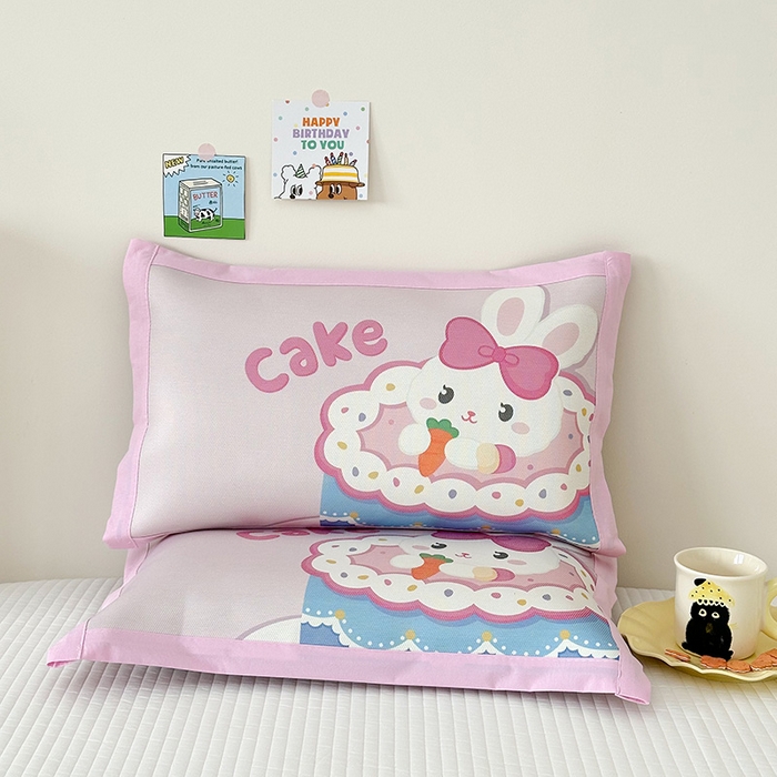 嗨生活 2026新款大版加密冰丝枕套儿童枕套幼儿园枕套单品枕套枕套单件 蛋糕兔子