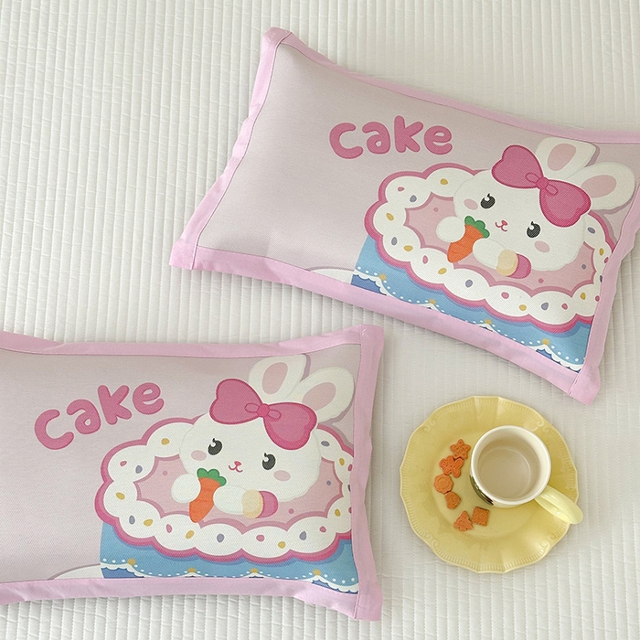 91家纺网 家纺一手货源 找家纺 嗨生活 2026新款大版加密冰丝枕套儿童枕套幼儿园枕套单品枕套枕套单件 蛋糕兔子